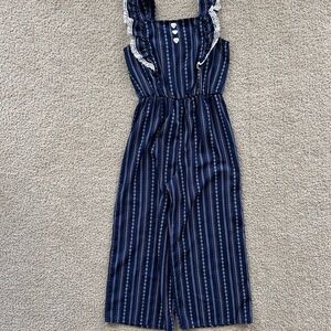 Lily Bleu Blue and White Striped Kids Jumpsuit